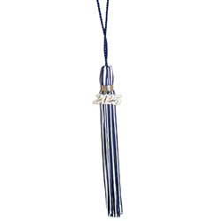 Navy and White Jumbo tassel with Silver 2025